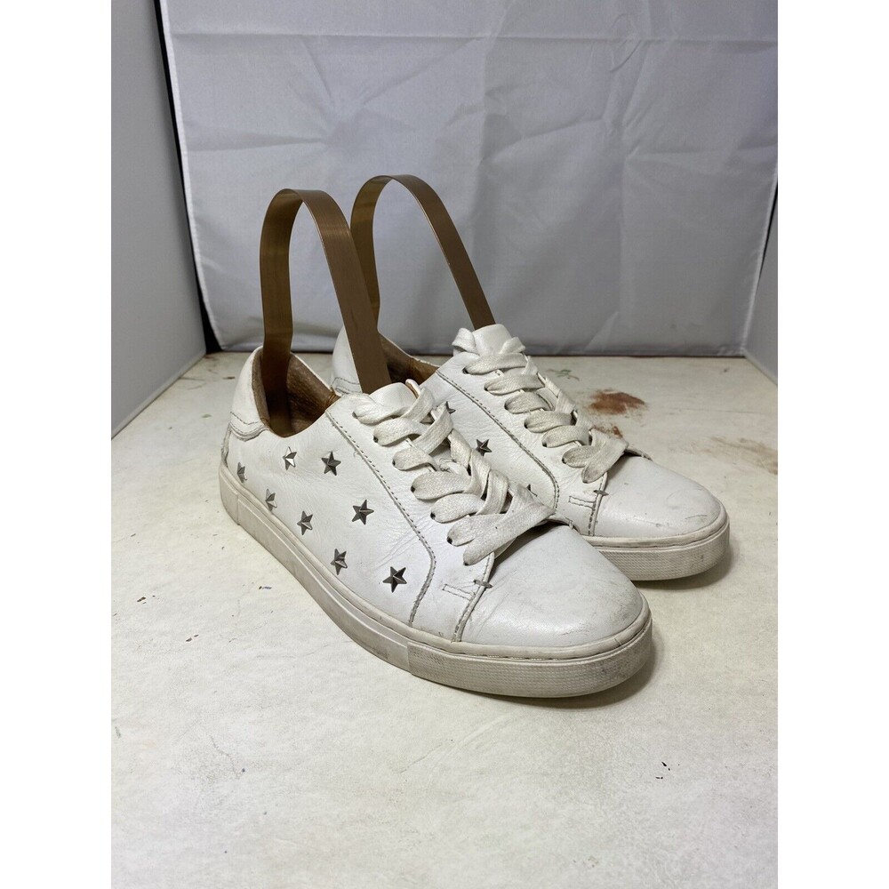 Frye Women Star Studded Low Lace Tumbled Leather Comfort Sneakers White Sz 7.5M